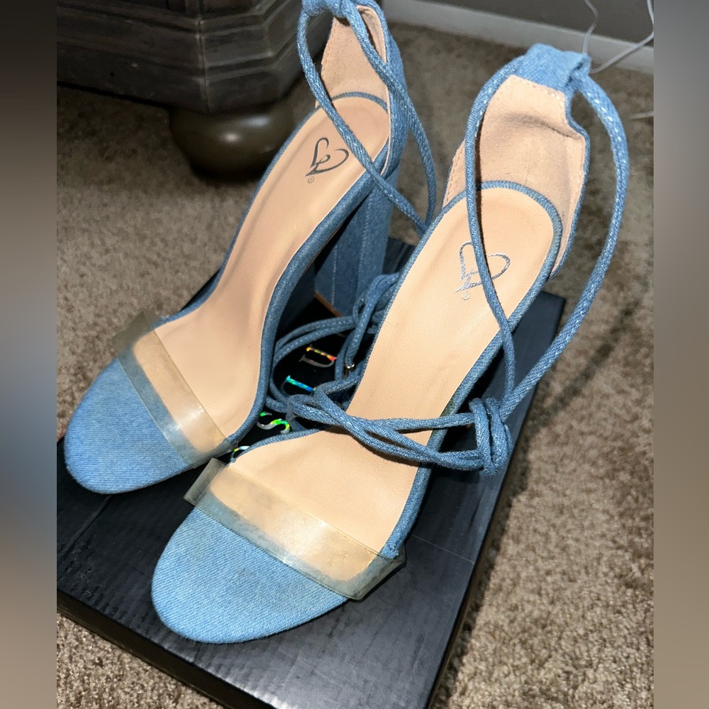 Womens Denim #Heels. Lace up the leg. Womens 7